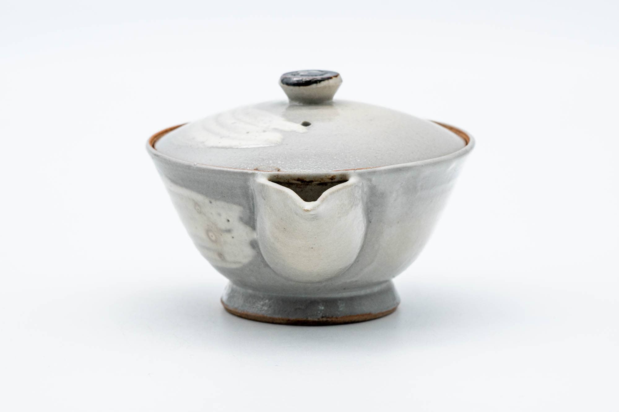 Japanese Houhin - Weathered Grey White Hakeme Glazed Clay Teapot - 80ml