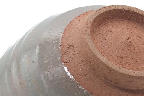 Japanese Matcha Bowl - Grey White Hakeme Glazed Chawan - 450ml