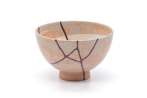 Japanese Matcha Bowl - 黒石窯 Kuroishi Kiln - Kintsugi Odaka-yaki Calligraphy Chawan - 450ml