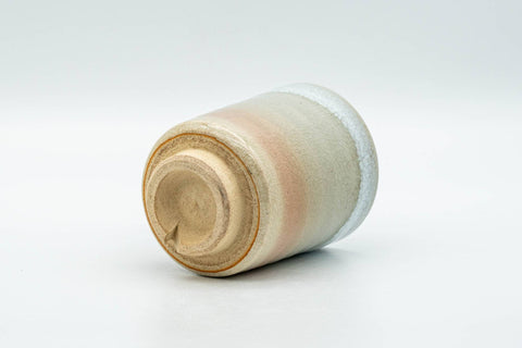 Tezumi — Japanese Teacup - Beige White Peach Tsutsu-gata Hagi-yaki Yunomi - 125ml — top-down view of the interior