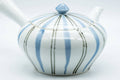 Japanese Kyusu - Blue Striped Arita-yaki Debeso Teapot - 300ml - Tezumi