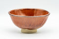 Japanese Matcha Bowl - 久 Amber Red Wabi-Sabi Chawan - 150ml - side view showing the amber red glaze
