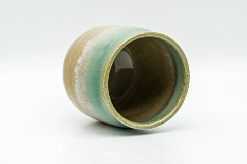 Japanese Teacup - Beige Turquoise and White Drip-Glazed Agano-yaki Yunomi - 125ml - Tezumi