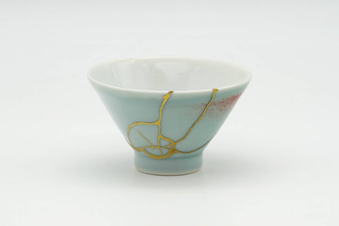 Japanese Teacup - 朝日焼 Asahi-yaki - Porcelain Kintsugi Yunomi - 50ml