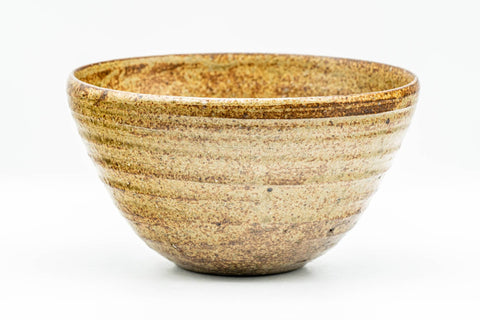 Japanese Matcha Bowl - Beige Black Inner-Glazed Spiraling Chawan - 450ml