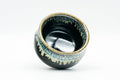 Japanese Teacup - Jet Black Beige Drip-Glazed Guinomi - 40ml - angled view into the dark interior