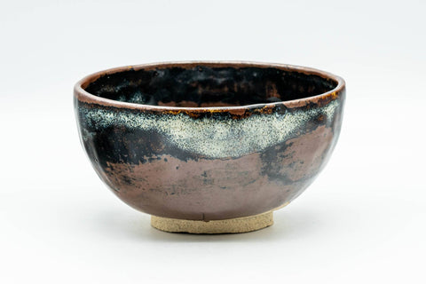 Japanese Matcha Bowl - 久 Black, Brown, and White Wabi-Sabi Chawan - 250ml