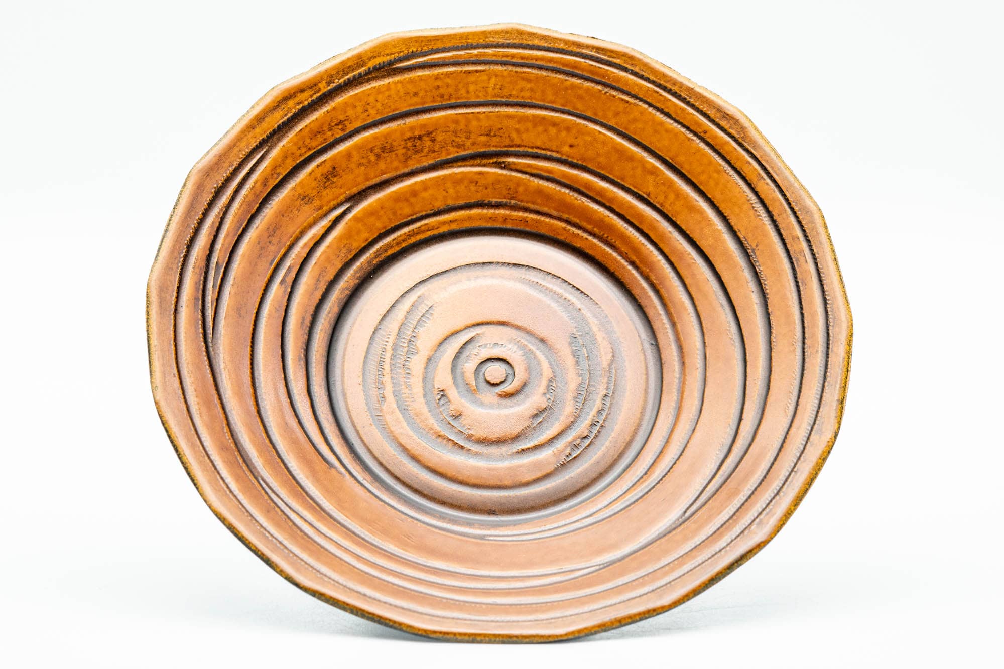 Japanese Chataku - Pair of Textured Wood Lacquer Tea Saucers - Tezumi