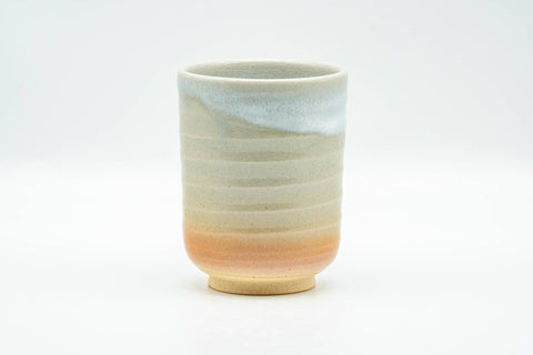 Japanese Teacup - Beige White Glazed Ribbed Hagi-yaki Yunomi - 150ml