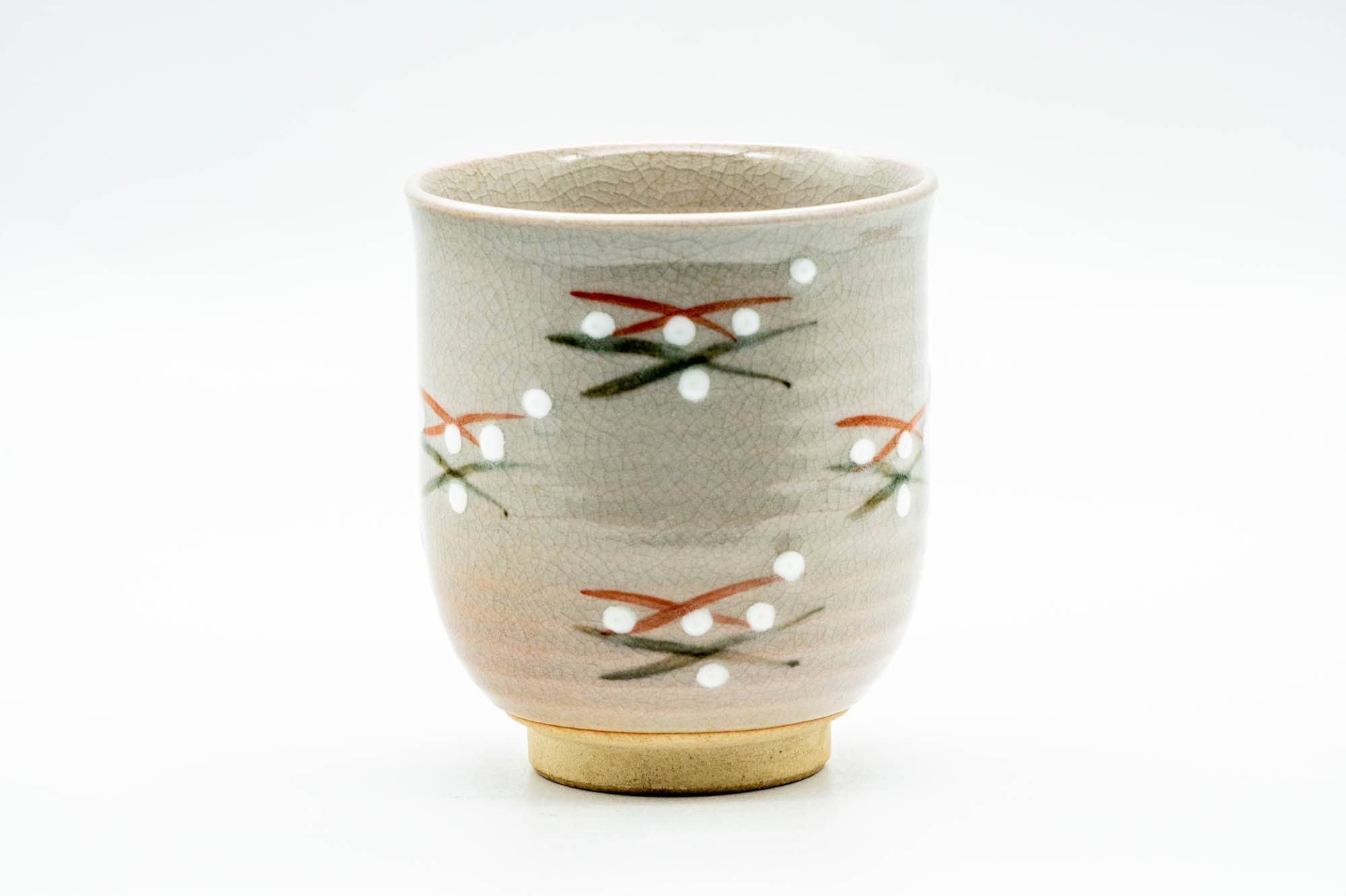 Japanese Teacup - Beige Geometric Decorated Yunomi - 175ml