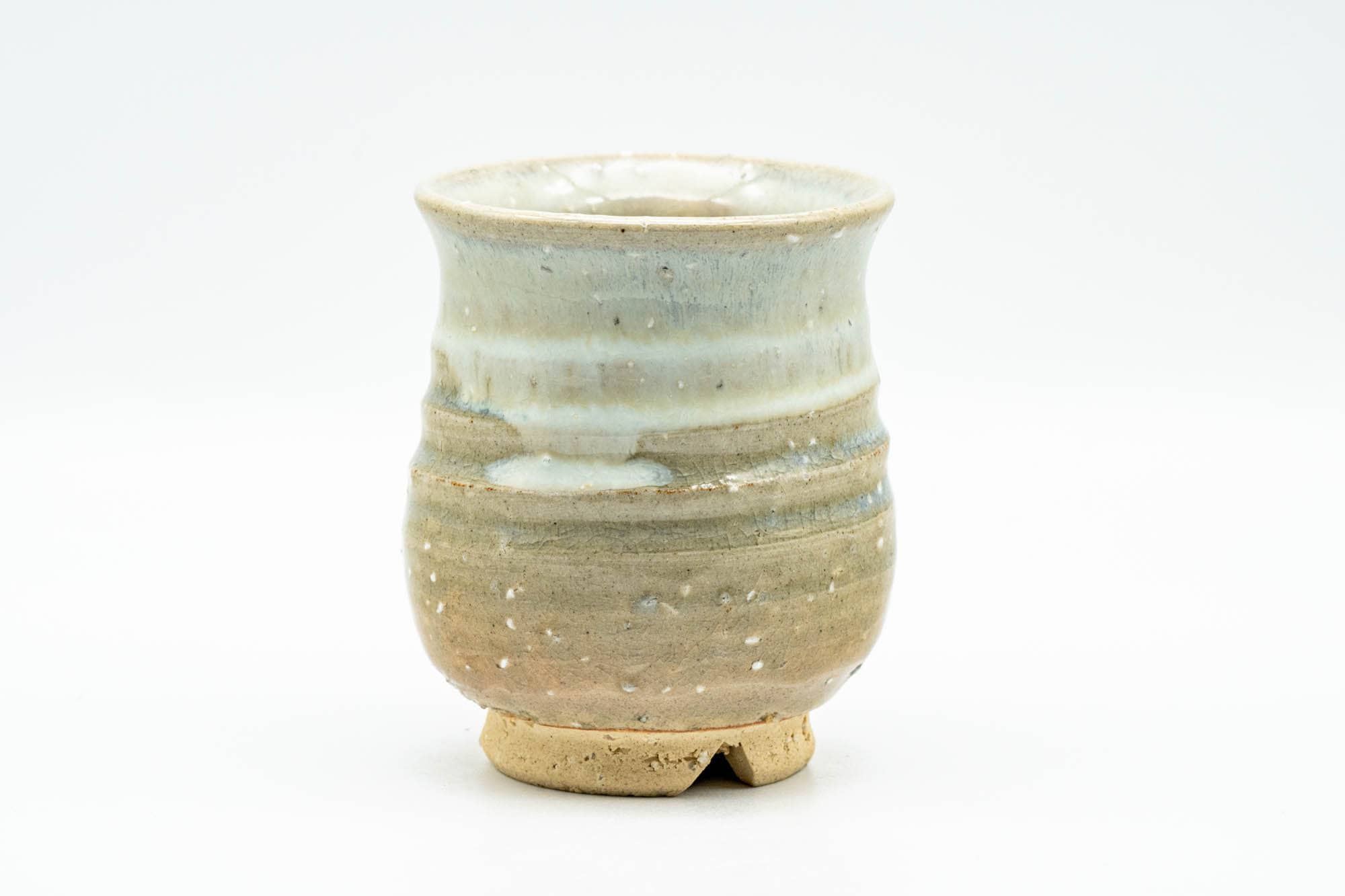 Japanese Teacup - Beige White Spiraling Hagi-yaki Yunomi - 130ml