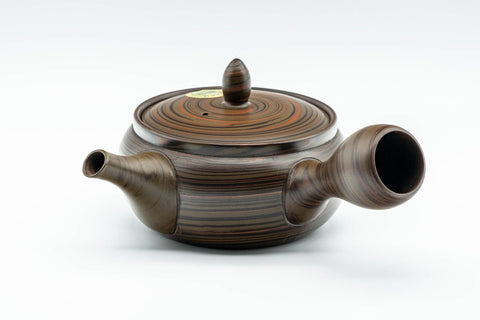 Japanese Kyusu - Hida Tosen Nerikomi Tokoname-yaki Teapot - 230ml - top-down view showing the spout