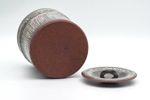 Japanese Mizusashi - Geometric Chrysanthemum Mishima Kiyomizu-yaki Water Container - 1000ml