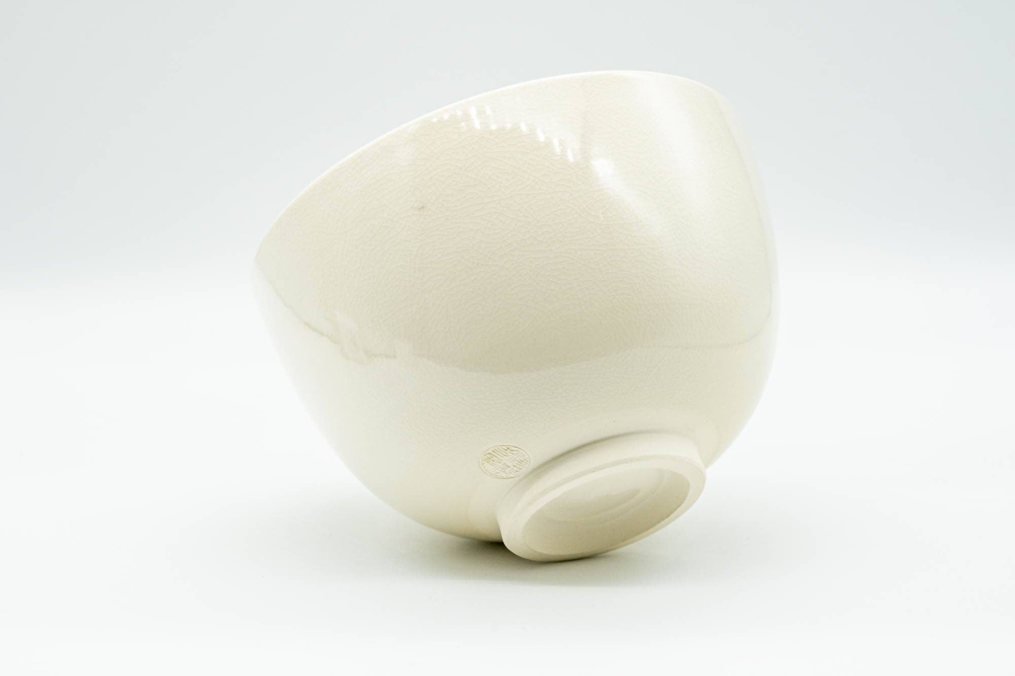 Japanese Matcha Bowl - Beige White Tall Kyo-yaki Chawan - 350ml