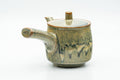 Tezumi — Japanese Kyusu - Green Yellow Drip-Glazed Debeso Teapot - 240ml — side view showing the spout