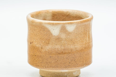 Tezumi — Japanese Teacups - Pair of Milky Beige Drip-Glazed Hagi-yaki Guinomi - 50ml — top-down view of the interior