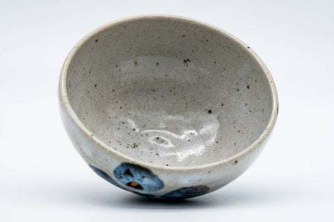 Japanese Matcha Bowl - Grey Blue Floral Wan-nari Chawan - 150ml