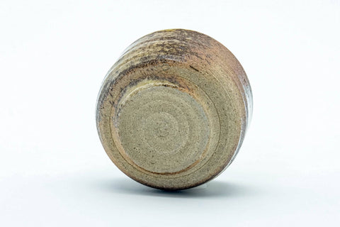Tezumi — Japanese Teacup - Ash Green Glazed Shigaraki-yaki Guinomi - 35ml — tipped to show the interior