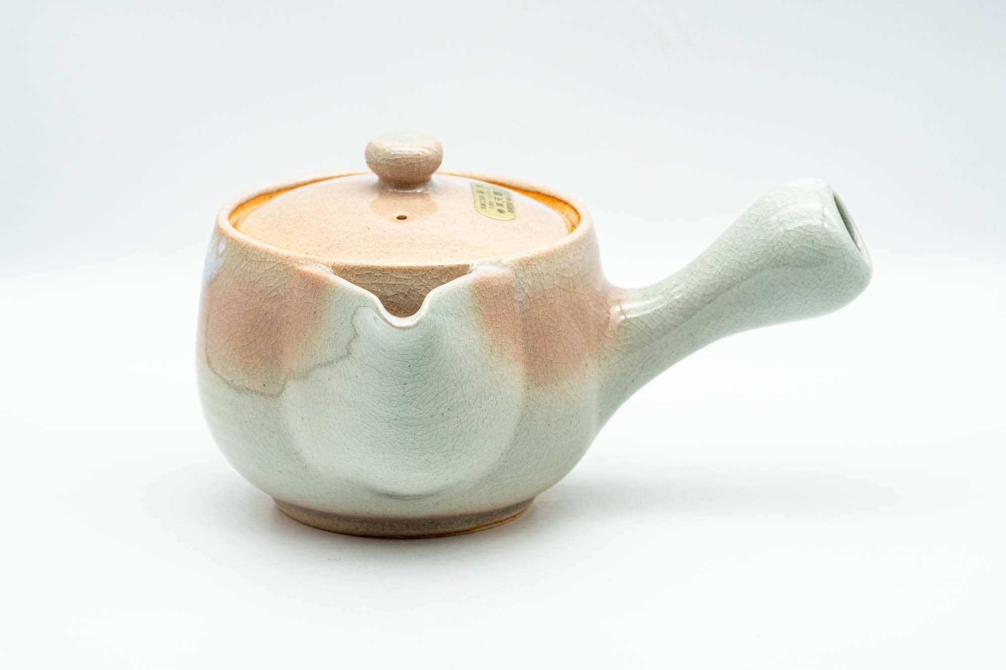 Japanese Tea Set - 天鵬山 Tsubaki Kiln - Hagi-yaki Kyusu Teapot with 6 Yunomi Teacups in Wooden Box