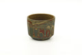 Tezumi — Japanese Teacup - Faceted Green Yellow Red Nerikomi Yunomi - 110ml — front view
