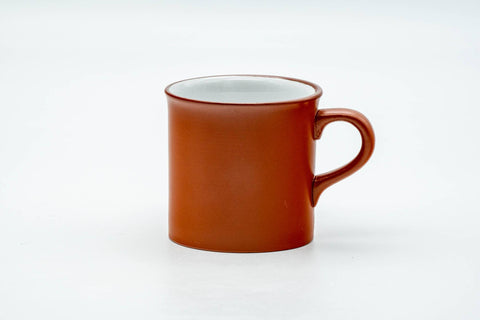 Japanese Teacup - White Inner-Glazed Red Shudei Tokoname-yaki Ushirode Yunomi with Chataku Tea Saucer - 100ml