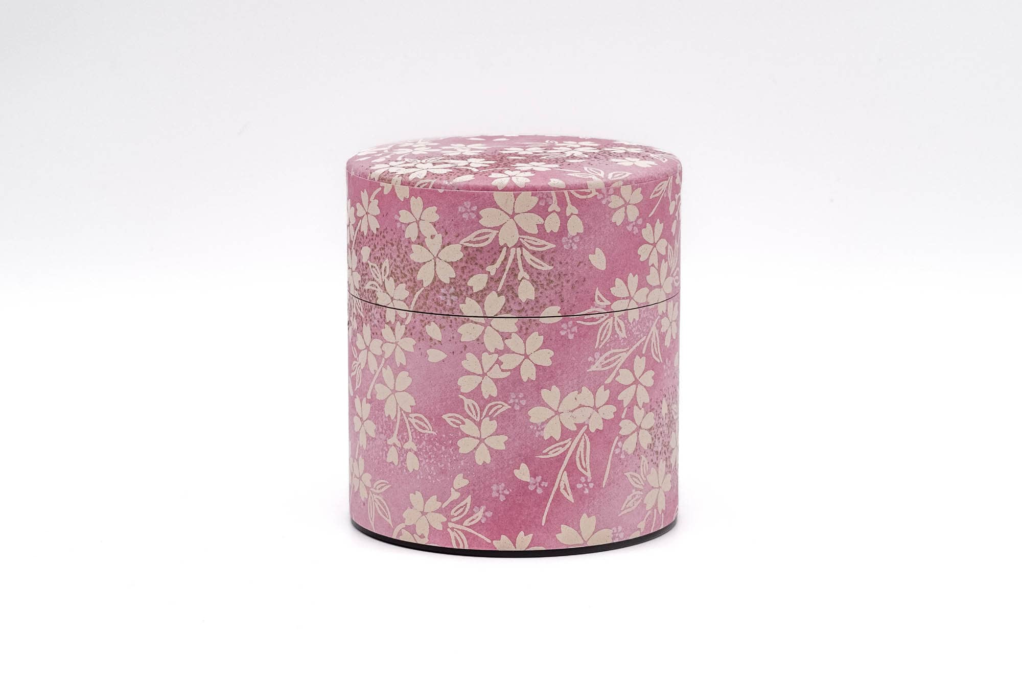 Japanese Chazutsu - 江東堂 Kotodo - Pink Beige Floral Sakura Washi Wrapped Metal Tea Canister - 150g