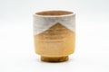 Japanese Teacup - Beige White Glazed Weathered Hagi-yaki Yunomi - 190ml - side view showing the weathered glaze