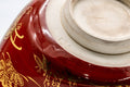 Tezumi — Japanese Matcha Bowl - Bamboo Floral Gold Red Kyo-yaki Chawan - 250ml — side view