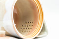 Japanese Kyusu - Beige White Hagi-yaki Do-ake Teapot - 330ml - lid removed showing the interior ceramic strainer