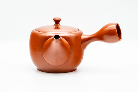 Japanese Kyusu - Large Red Shudei Tokoname-yaki Mesh Teapot - 400ml