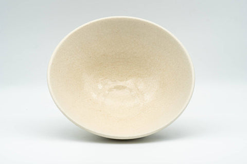 Japanese Matcha Bowl - Long Grass White Shino Glazed Hira-gata Summer Chawan - 150ml - Tezumi