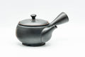 Japanese Kyusu - Black Kurodei Tokoname-yaki Ginkgo Leaf Teapot - 250ml - Tezumi