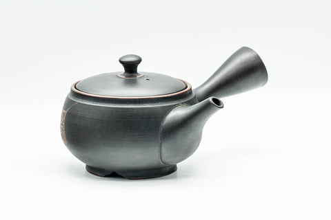 Japanese Kyusu - Black Kurodei Tokoname-yaki Ginkgo Leaf Teapot - 250ml - Tezumi