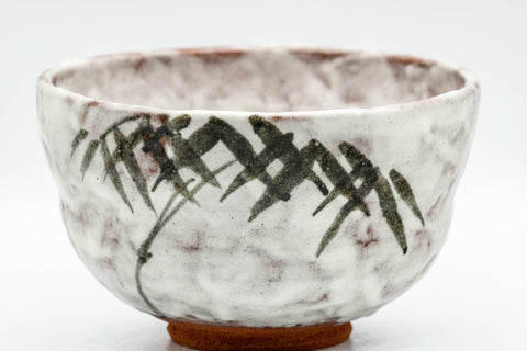 Tezumi — Japanese Matcha Bowl - Milky White Glazed Abstract Chawan - 250ml — tipped to show the interior