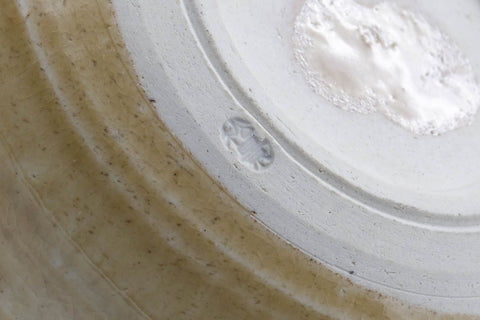 Japanese Kensui - Spiraling Yellow Glazed Seto-yaki Water Bowl - 640ml