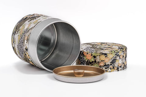 Black White Orange Floral Washi Tea Canister - 150g