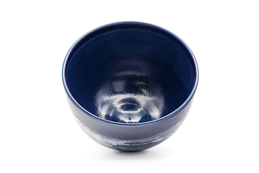 Japanese Matcha Bowl - 安徳窯 Antoku Kiln - Blue Hakeme Kiyomizu Chawan