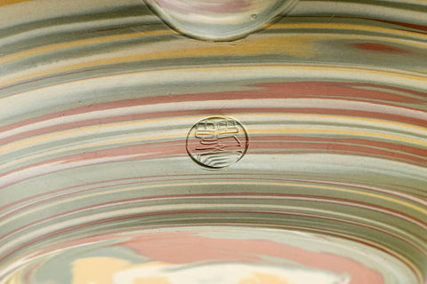 Japanese Kyusu - Green, Red, and Yellow Marbled Nerikomi Tokoname-yaki Debeso Teapot - 230ml