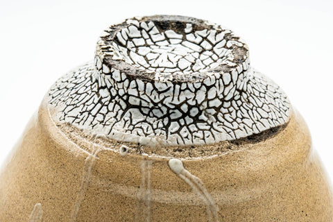 Japanese Matcha Bowl - Beige Crazed Kairagi Glazed O-ido Chawan - 350ml