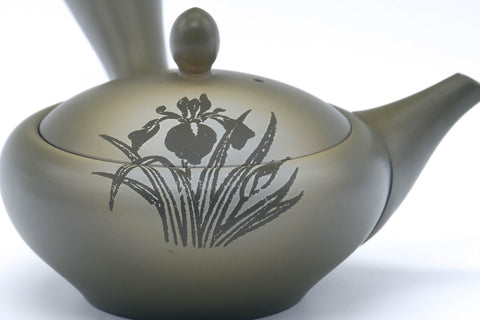 Japanese Kyusu - 高資窯 Takasuke Kiln - Floral Green Ryokudei Tokoname Teapot - 200ml