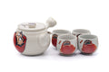 Tezumi — Japanese Tea Set - Daruma Kyusu Teapot with 4 Yunomi Teacups — the full set arranged together