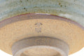 Tezumi — Japanese Matcha Bowl - Olive Green Drip-Glazed Komogai-nari Chawan - 500ml — inverted showing the foot ring