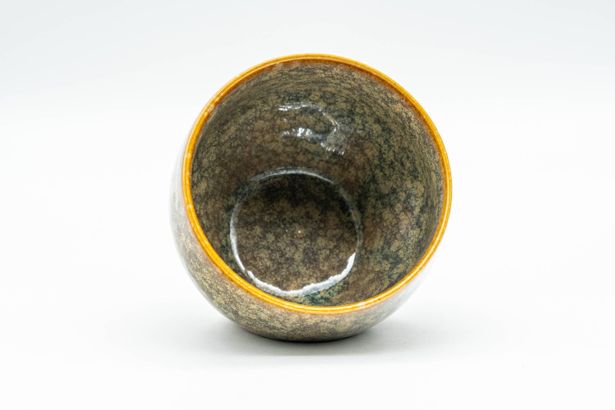 Japanese Teacup - Green Glazed Geometric-shaped Yunomi - 100ml
