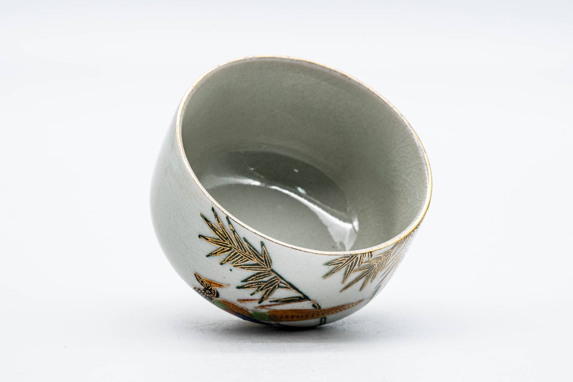 Japanese Teacup - Bamboo Peacock Kutani-yaki Yunomi - 150ml