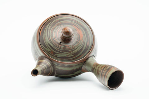 Japanese Kyusu - Glossy Green Nerikomi Tokoname-yaki Mesh Teapot - 230ml