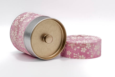 Pink Beige Floral Sakura Washi Tea Canister - 150g