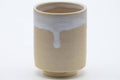 Tezumi — Japanese Teacup - Beige White Drip-Glazed Hagi-yaki Yunomi - 160ml — tipped to show the interior