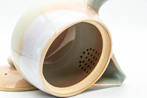 Japanese Tea Set - 天鵬山 Tsubaki Kiln - Hagi-yaki Kyusu Teapot with 6 Yunomi Teacups in Wooden Box