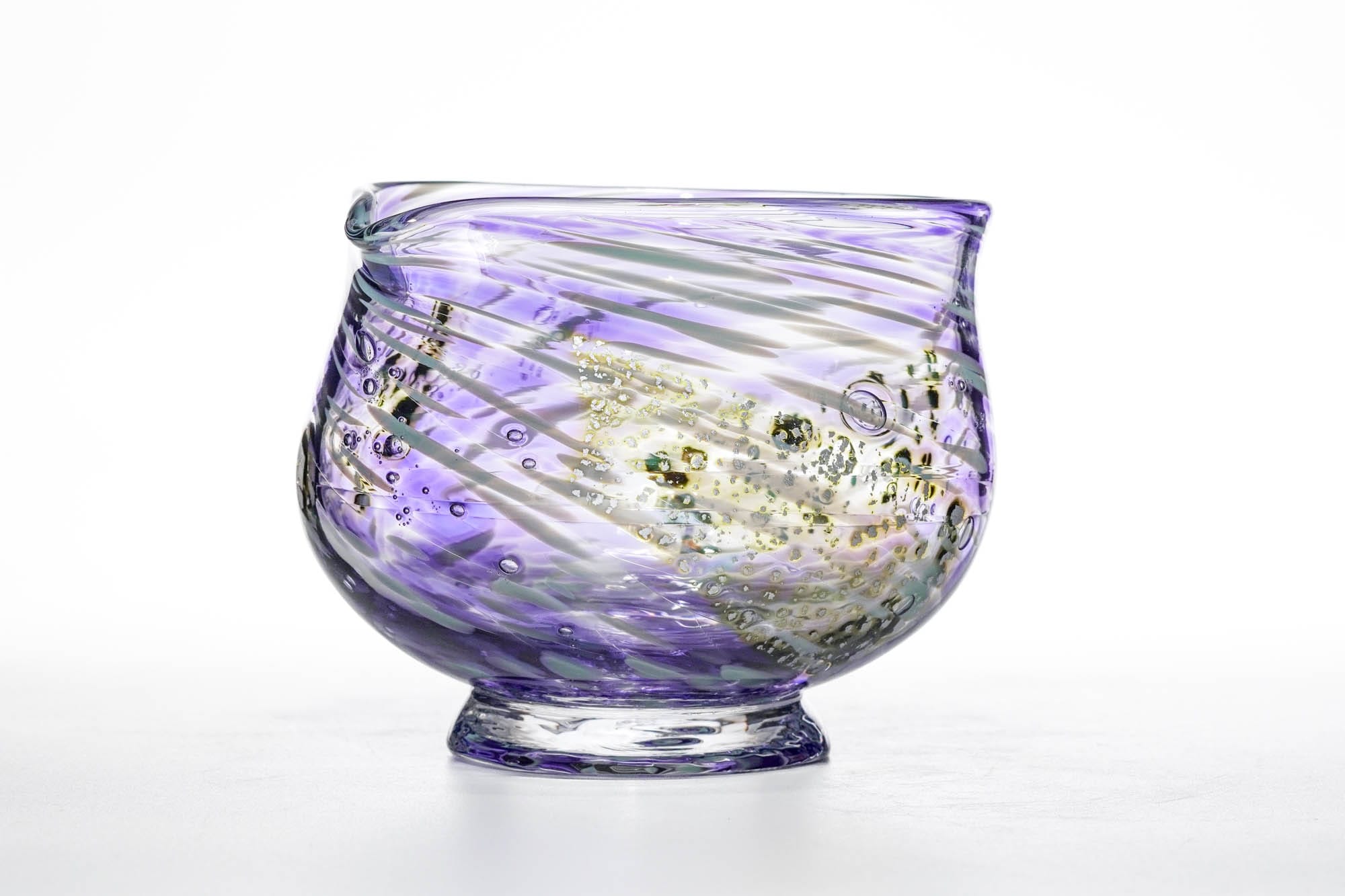 Japanese Matcha Bowl - 翠華園 Suikaen - 宙 Purple Sora Glass Pouring Chawan - 200ml