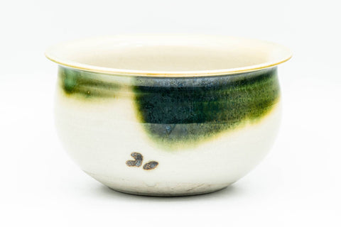 Japanese Kensui - Abstract Green Glazed Oribe-yaki Water Bowl - 250ml